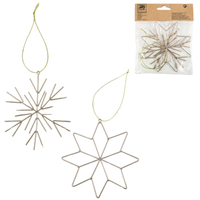 Kersthanger snowflake metaal champagnekleurig 11,5 cm set van 2 | 48 stuks