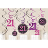 Amscan spiraal hanger happy birthday 21 jaar 61 cm set van 12 | 48 stuks