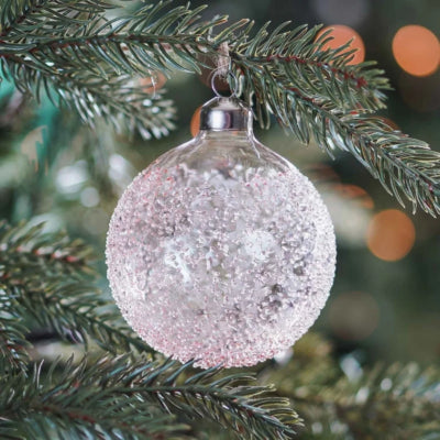 Ngk kerstbal luxury glas spikkel roze 10 cm | 12 stuks