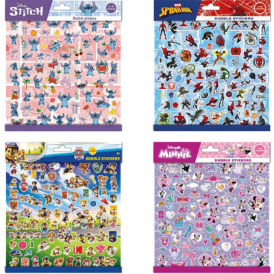 Disney licentie bubble stickers pop up 20,5 x 20,5 cm 4 assorti | 24 stuks