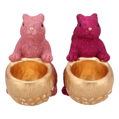 Daan kromhout schaal jingle eekhoorn zittend roze 22 cm 2 assorti | 6 stuks