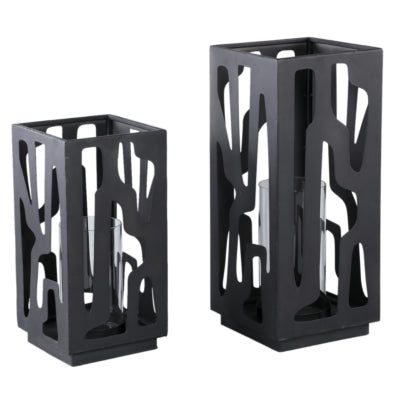 Ptmd windlicht dewey zwart 32 cm | 2 stuks