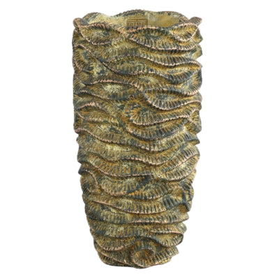 Ptmd bloempot waves bruin hoog l 37 cm | 2 stuks