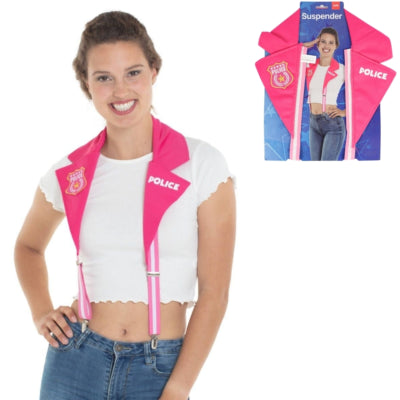 Folat politie bretels roze one size | 48 stuks