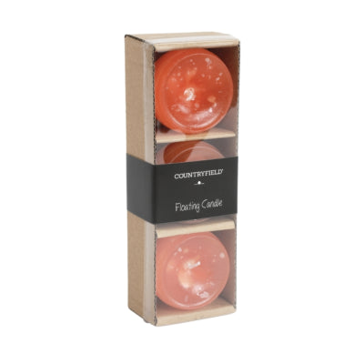 Countryfield drijfkaars bollie oranje 5 cm set van 3 | 24 stuks