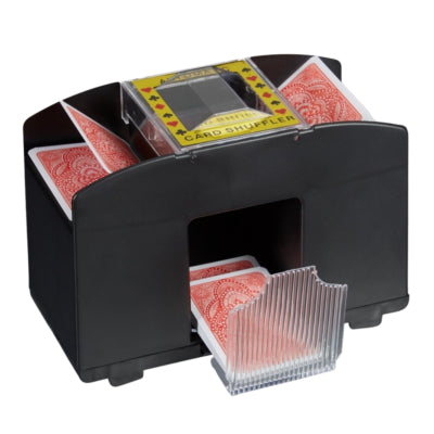 Relaxdays kaartenschudmachine op batterij zwart 4 decks | 6 stuks