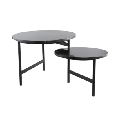 Ptmd bijzettafel waze marmeren tafelblad zwart 60 cm b-keus | 2 stuks
