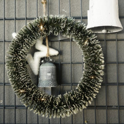 Kerstkrans led op batterij snow 40 cm | 10 stuks
