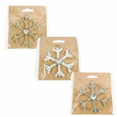 Hanger sneeuwvlok kralen 8 cm 3 assorti | 24 stuks