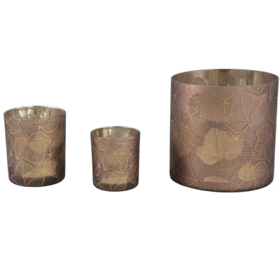 Ptmd theelichthouder magali glas bruin 10 cm | 6 stuks