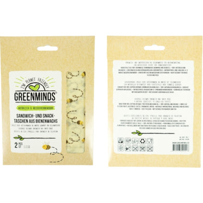 Greenminds bijenwas sandwich en boterham zakjes 21 cm set van 2 | 8 stuks