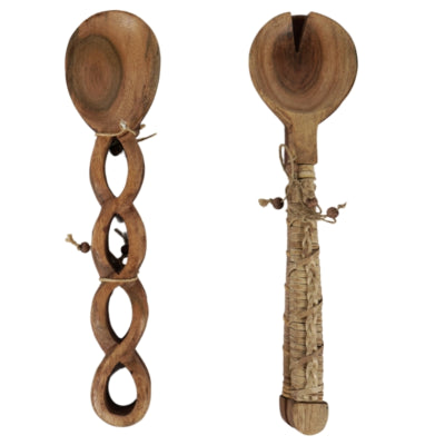 Saladebestek acaciahout 30,5 cm 2 assorti set van 2 | 10 stuks