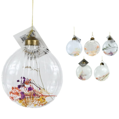 Decoratiehanger droogbloemen glas 13 cm 8 assorti | 48 stuks
