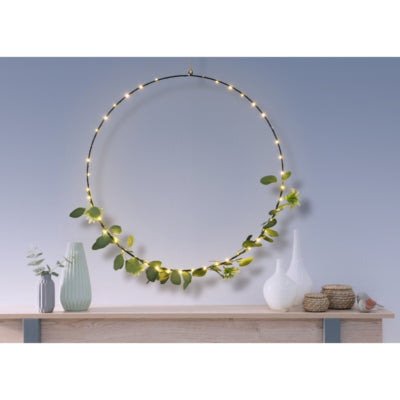 Hangdecoratie ring botanical led op batterij 60 cm | 12 stuks