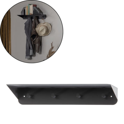 Woood kapstok kenan metaal zwart 60 cm | 4 stuks