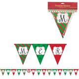 Vlaggenlijn merry christmas groen rood 3,8 m | 12 stuks - afbeelding 1