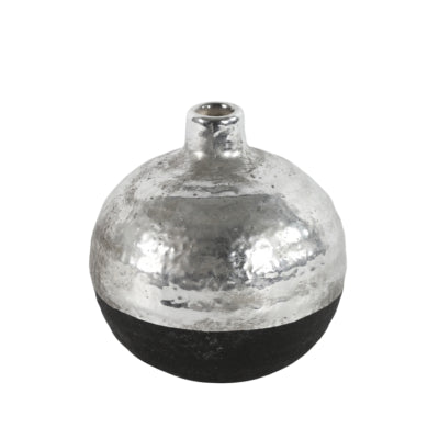 Countryfield vaas terri rond s zwart zilverkleurig 12 cm | 12 stuks