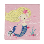 Amscan servetten be a mermaid 25 x 25 cm 3-laags roze 20 stuks | 24 stuks - afbeelding 2
