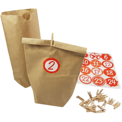 Adventskalender cadeauset diy rood 26 cm | 24 stuks