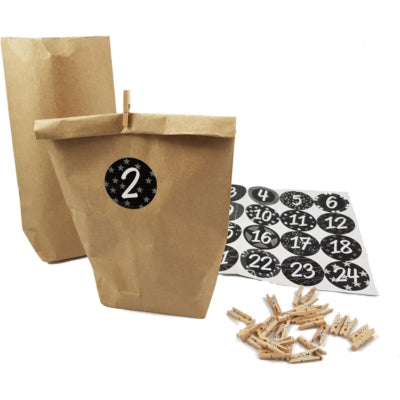 Adventskalender cadeauset diy zwart 26 cm | 24 stuks