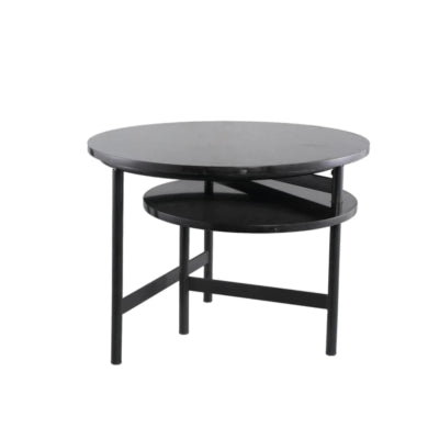 Ptmd bijzettafel waze marmeren tafelblad zwart 60 cm b-keus | 2 stuks