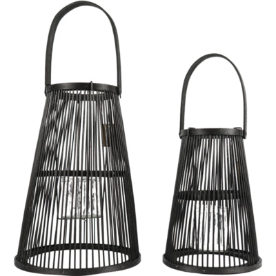 Lantaarn camau zwart 34,5 cm set van 2 | 4 stuks