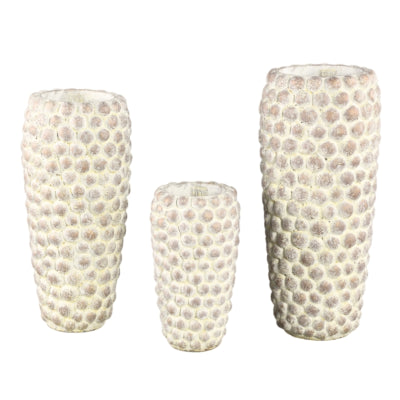 Ptmd bloempot ruis hoog l crème 50 cm | 2 stuks