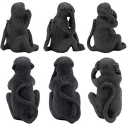 Beeld apen horen zien zwijgen zwart 12 cm set van 3 | 24 stuks - afbeelding 2