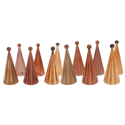 Daan kromhout beeld kerstboom serie twinkle led op batterij glas zandkleurig 22 cm 12 assorti | 12 stuks