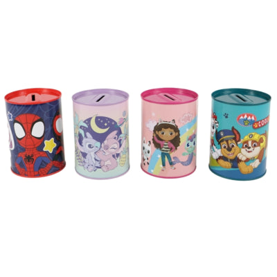 Licentie spaarblik 10,5 cm 4 assorti | 12 stuks