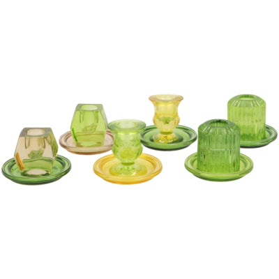 Daan kromhout kandelaar bicolore glas groen 8,5 cm 6 assorti | 18 stuks