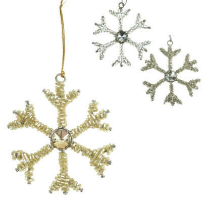 Hanger sneeuwvlok kralen 8 cm 3 assorti | 24 stuks
