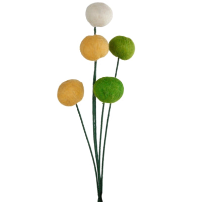 Decoratie bollen op steel vilt groen 33 cm set van 5 | 18 stuks