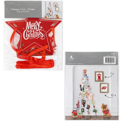 Sorbo kerstkaarthouder lint rood 41-delig | 24 stuks