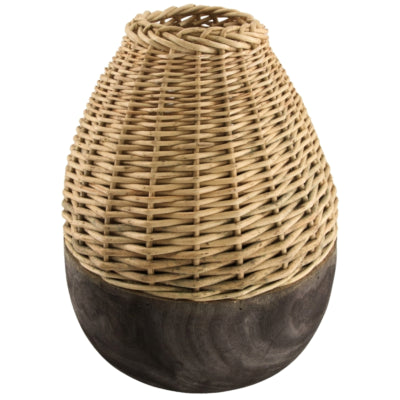 Vaas paulownia hout zwart naturel 38 cm | 4 stuks
