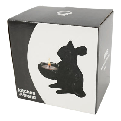 Theelichthouder muis zwart 12,5 cm | 6 stuks