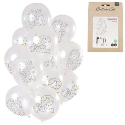 Folat ballonnen origami cijfer 2 jaar 30 cm set van 12 | 24 stuks