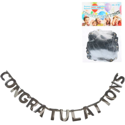 Slinger congratulations zilverkleurig 2 m | 24 stuks