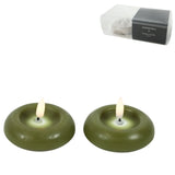 Countryfield led drijfkaars lyon vlameffect groen 7,5 cm set van 2 | 12 stuks - afbeelding 1