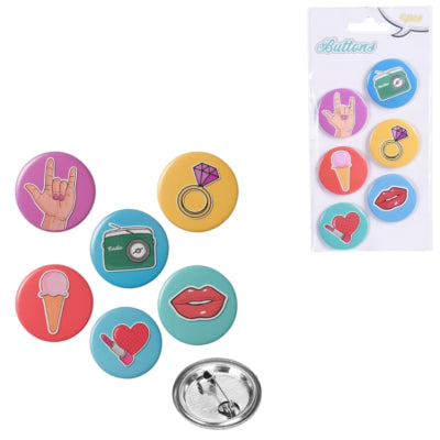 Buttons cartoon 4 cm set van 6 | 48 stuks