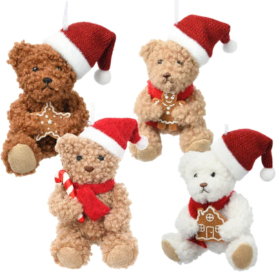 Ngk hanger kerst teddybeer 10 cm 4 assorti | 36 stuks