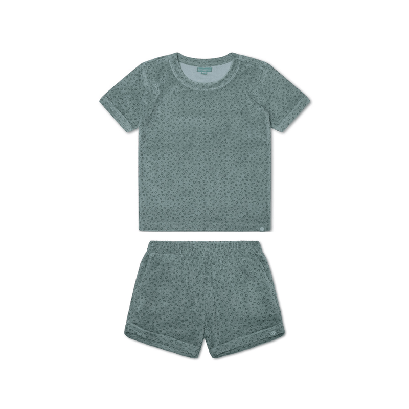 Leopard | groen jongens set strand - terry