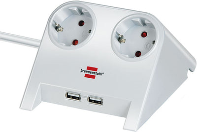 Brennenstuhl desktop-power usb-charger 2 usb-laadaansluiting 2100ma 2-voudig wit gepolijst 1,8m h05vv-f 3g1,5 - 1153520222