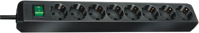 Brennenstuhl eco-line stekkerdoos met schakelaar 8-voudig zwart 3m h05vv-f 3g1,5 - 1159300018