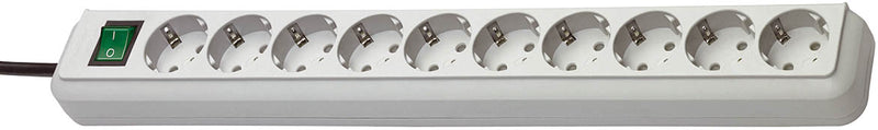 Brennenstuhl eco-line stekkerdoos met schakelaar 10-voudig lichtgrijs 3m h05vv-f 3g1,5 - 1159350010