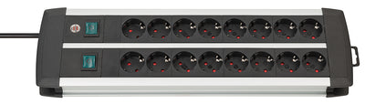 Brennenstuhl premium-alu-line techniek stekkerdoos duo 16-voudig stekkerdoos (zwart zilver, 3 meter)