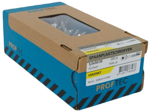 Proftec spaanplaatschroef 5.0x50 30 torx