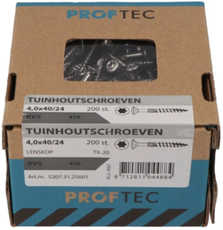 Proftec tuinhoutschroef rvs-410 lk +snijpunt torx tx20 4.0x50 30 | 200 stuks - 5207.31.25901