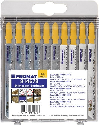 Promat tecwerk decoupeerzaag-assortiment | 10-delig voor hout - 4000814678