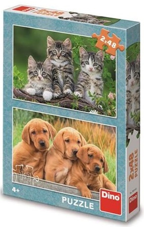 puzzel puppies en kittens 2 x 48 stukjes